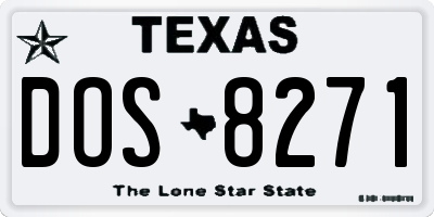 TX license plate DOS8271