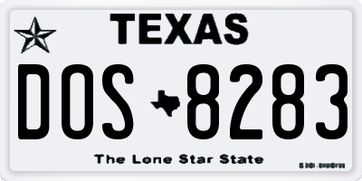 TX license plate DOS8283