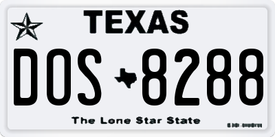 TX license plate DOS8288