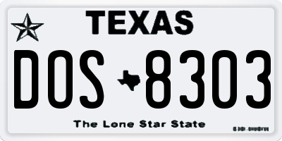 TX license plate DOS8303