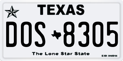 TX license plate DOS8305