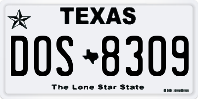 TX license plate DOS8309