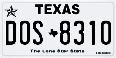 TX license plate DOS8310