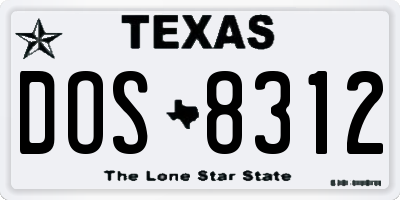 TX license plate DOS8312