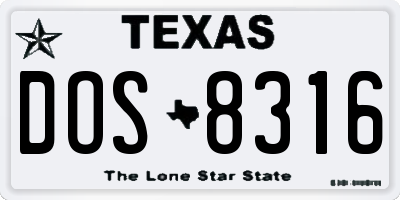 TX license plate DOS8316