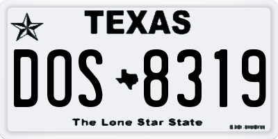 TX license plate DOS8319
