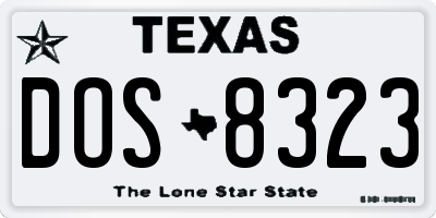 TX license plate DOS8323