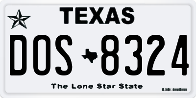 TX license plate DOS8324