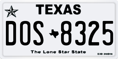 TX license plate DOS8325