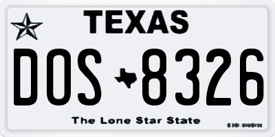 TX license plate DOS8326