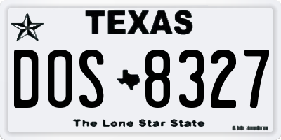 TX license plate DOS8327
