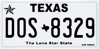 TX license plate DOS8329