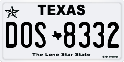 TX license plate DOS8332