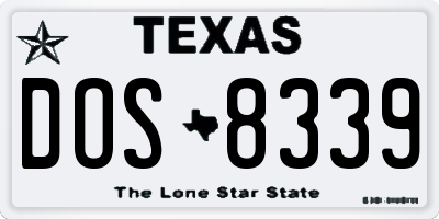 TX license plate DOS8339
