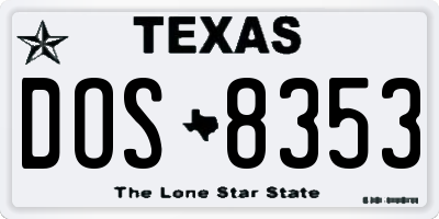 TX license plate DOS8353