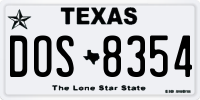 TX license plate DOS8354