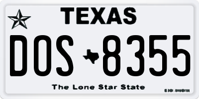 TX license plate DOS8355