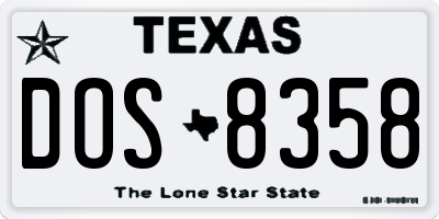 TX license plate DOS8358