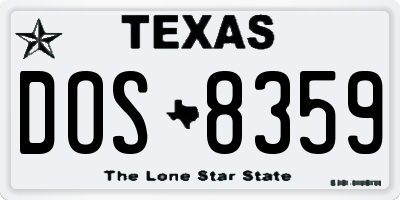 TX license plate DOS8359