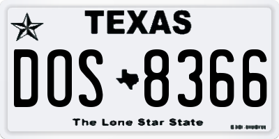 TX license plate DOS8366