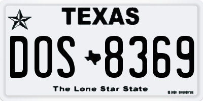 TX license plate DOS8369