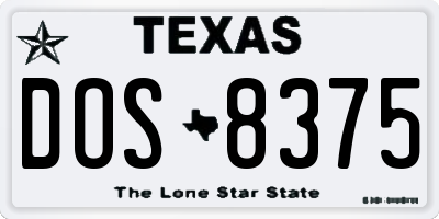 TX license plate DOS8375