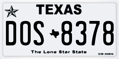 TX license plate DOS8378