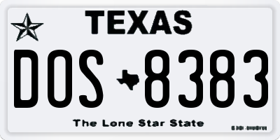 TX license plate DOS8383