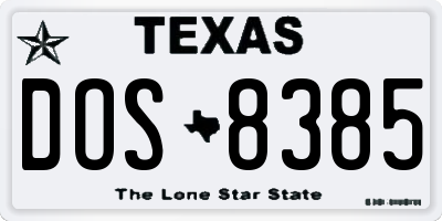 TX license plate DOS8385