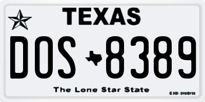 TX license plate DOS8389