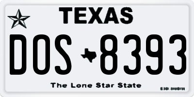 TX license plate DOS8393