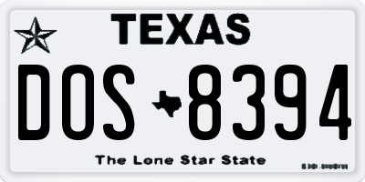 TX license plate DOS8394
