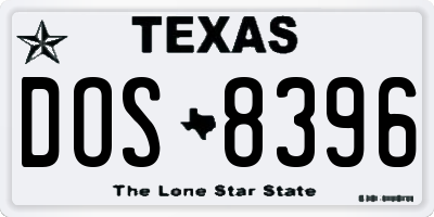 TX license plate DOS8396