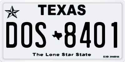 TX license plate DOS8401