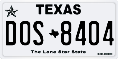 TX license plate DOS8404