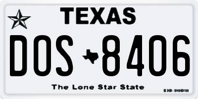 TX license plate DOS8406