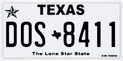 TX license plate DOS8411