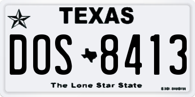 TX license plate DOS8413
