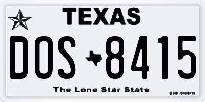 TX license plate DOS8415