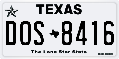 TX license plate DOS8416