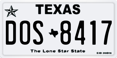 TX license plate DOS8417