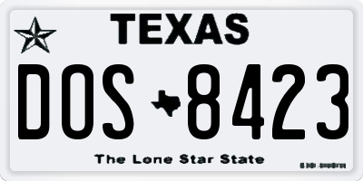 TX license plate DOS8423