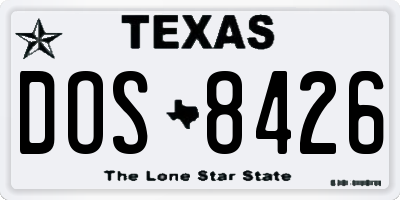 TX license plate DOS8426