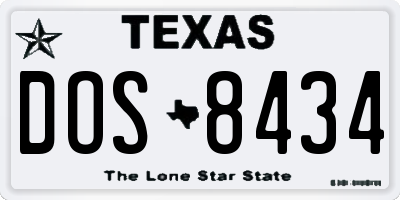 TX license plate DOS8434