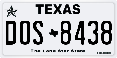 TX license plate DOS8438