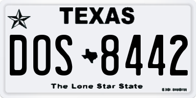 TX license plate DOS8442