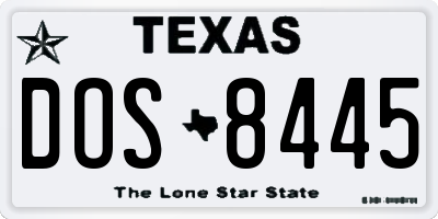 TX license plate DOS8445