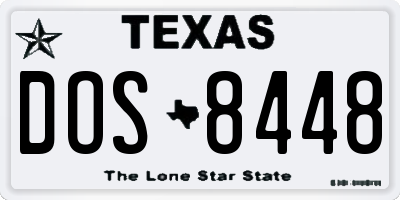 TX license plate DOS8448