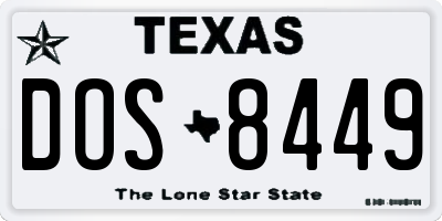TX license plate DOS8449
