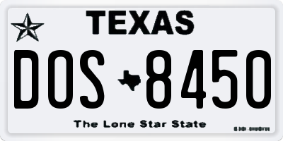 TX license plate DOS8450